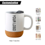 Cork Coffee Mug Wholesale Custom logo 12 oz Ceramic Mug Coffee Cup with Bottom Cork Ceramic Mug Bottom Base and Sliding Lids