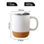Cork Coffee Mug Wholesale Custom logo 12 oz Ceramic Mug Coffee Cup with Bottom Cork Ceramic Mug Bottom Base and Sliding Lids