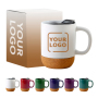 Cork Coffee Mug Wholesale Custom logo 12 oz Ceramic Mug Coffee Cup with Bottom Cork Ceramic Mug Bottom Base and Sliding Lids