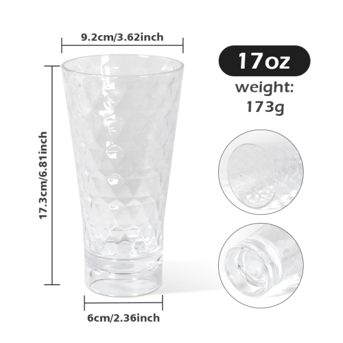 US Warehouse 32pcs/ctn 17oz Plastic Tumblers Drinking Clear Reusable Cups Stackable BPA-Free Shatter-Proof Dishwasher-Safe
