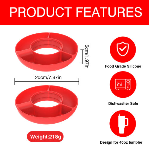 USA Ready to Ship Reusable BPA-Free Collapsible Silicone Snack Bowl Tray Fit for 40oz Tumbler Drinkware Accessories