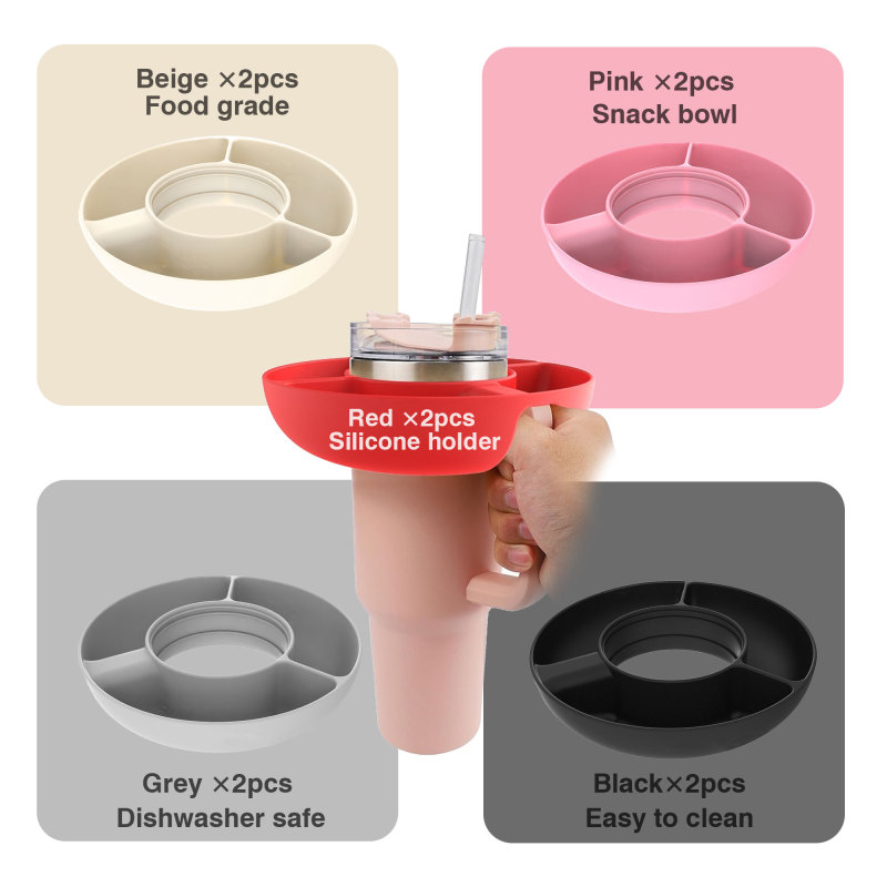 USA Ready to Ship Reusable BPA-Free Collapsible Silicone Snack Bowl Tray Fit for 40oz Tumbler Drinkware Accessories