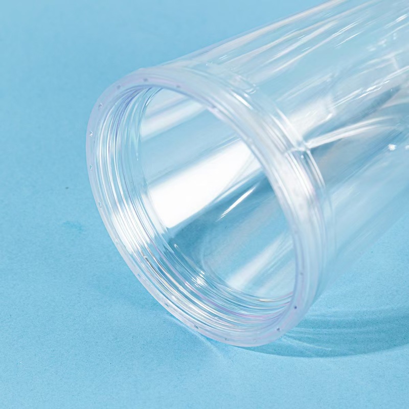 Custom DIY Insulated Clear Plastic Acrylic Double Wall Glitter Snow Globe Tumbler with Lids and Straws for DTF Sticker