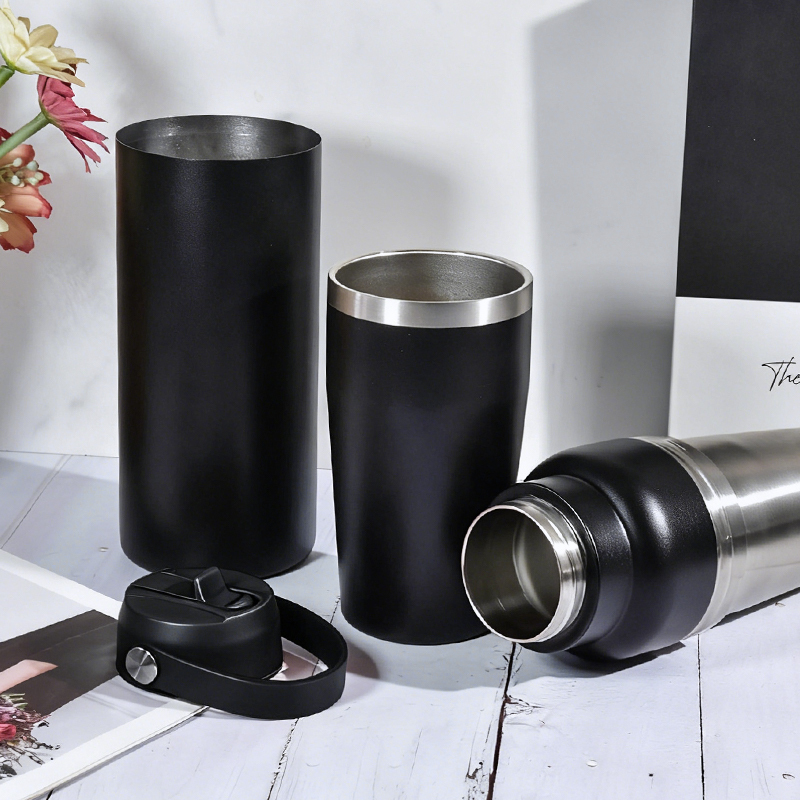 Portable Stainless Steel Stemless Wine Cooler Can with Lid Insulated Wine Tumbler Chiller Bucket Silk Wine Accessories 3in1 Set