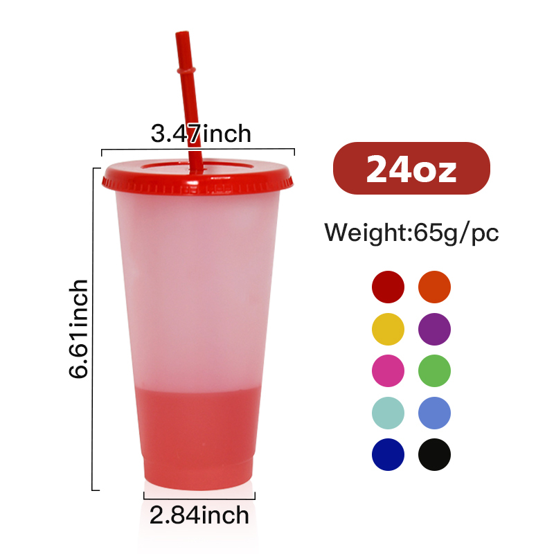 710ml Plastic Cups with logo Custom logo Printed Plastic Cups Single Layer Cold Color Change Personalization Tumbler