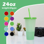 710ml Plastic Cups with logo Custom logo Printed Plastic Cups Single Layer Cold Color Change Personalization Tumbler