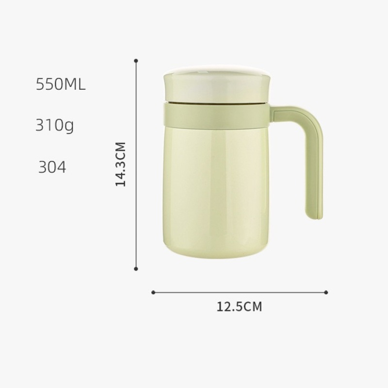 Custom 550ml Stainless Steel Tea Mug Insulated SS304 Thermal Cup Portable Leak Proof Lid Travel Coffee Mug With Handle Infuser