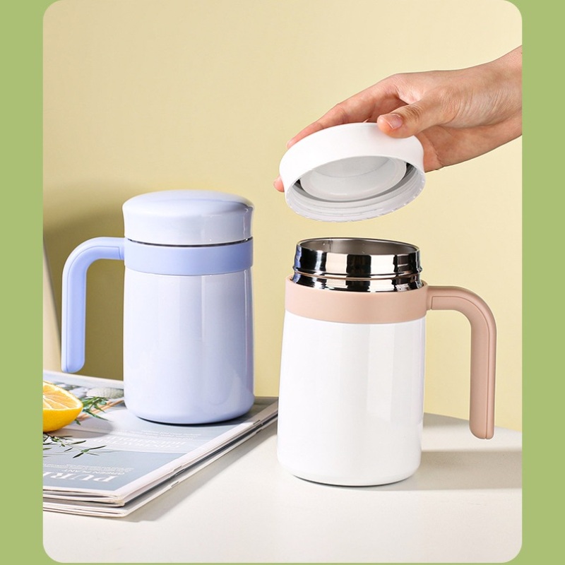 Custom 550ml Stainless Steel Tea Mug Insulated SS304 Thermal Cup Portable Leak Proof Lid Travel Coffee Mug With Handle Infuser