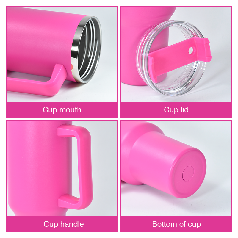 40oz Tumbler with Handle Travel Coffee Mug Thermal Cup 40 oz Powder Coated Stainless Steel Tumbler With Handle and Straw