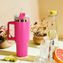 40oz Tumbler with Handle Travel Coffee Mug Thermal Cup 40 oz Powder Coated Stainless Steel Tumbler With Handle and Straw