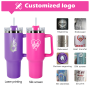40oz Tumbler with Handle Travel Coffee Mug Thermal Cup 40 oz Powder Coated Stainless Steel Tumbler With Handle and Straw
