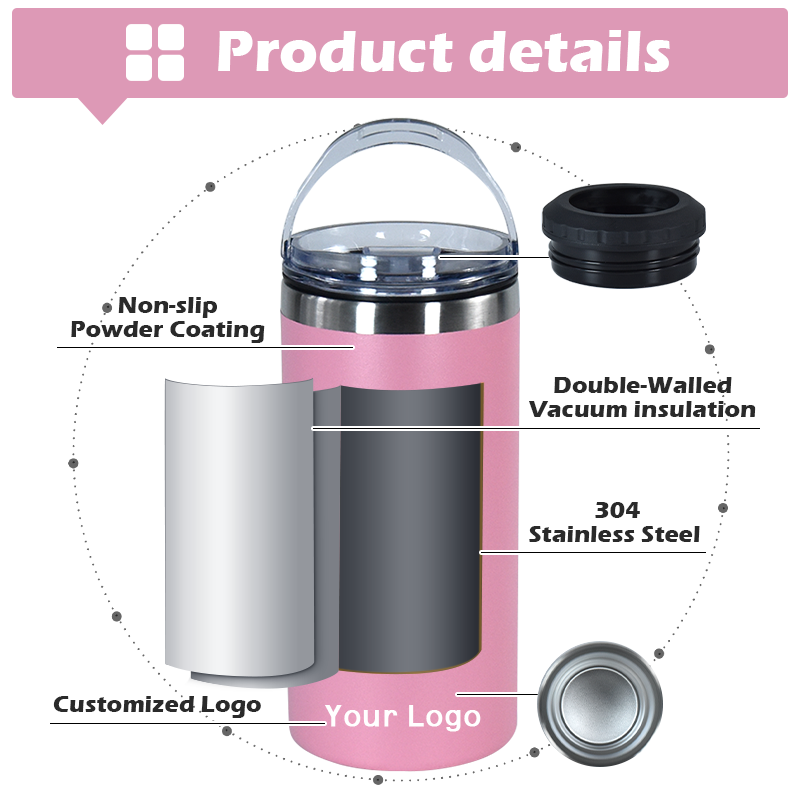 OEM Factory 16oz Double Wall Vacuum Insulated Beer Can Cooler Metal and Steel Australia Travel 4in1 Cooler