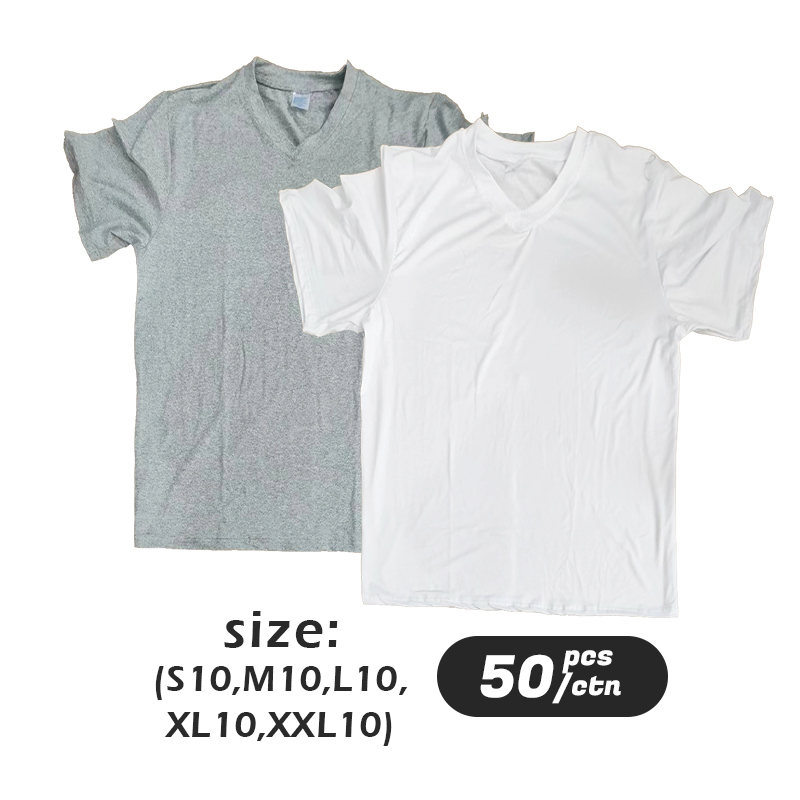 RTS USA Warehouse Stock 50pcs/ctn V-neck Unisex Plain White Grey Mix Sublimation T Shirts for Printing DIY with Cotton Feel