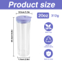 20oz Clear Double Wall Acrylic Tumbler Pre Drilled Beer Can Plastic Snow Globe Cups with Colored Lid and Straw Sippy Bottle Cups