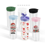 20oz Clear Double Wall Acrylic Tumbler Pre Drilled Beer Can Plastic Snow Globe Cups with Colored Lid and Straw Sippy Bottle Cups