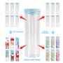20oz Clear Double Wall Acrylic Tumbler Pre Drilled Beer Can Plastic Snow Globe Cups with Colored Lid and Straw Sippy Bottle Cups
