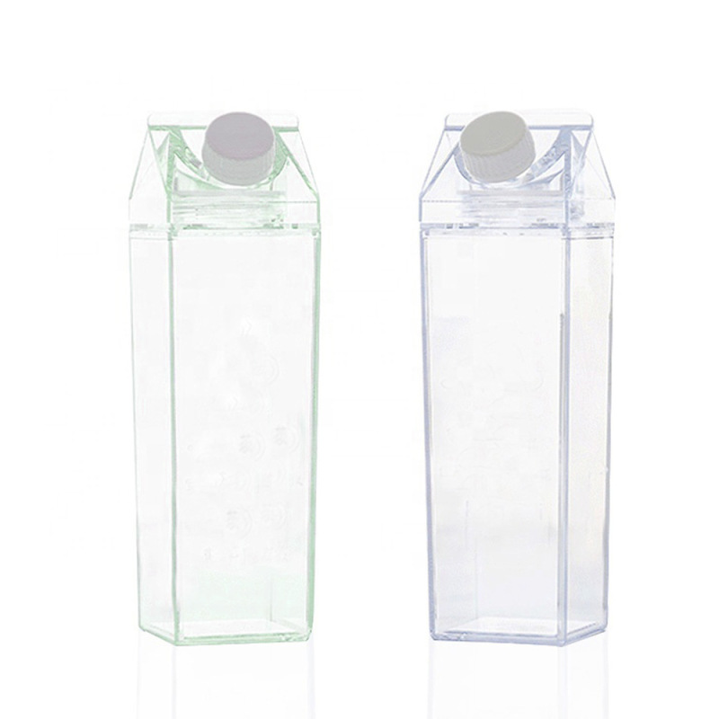 Factory Wholesale Plastic Cups 500ml 16oz BPA Free Acrylic clear Cute Juice Milk Carton Water Bottle for Custom logo