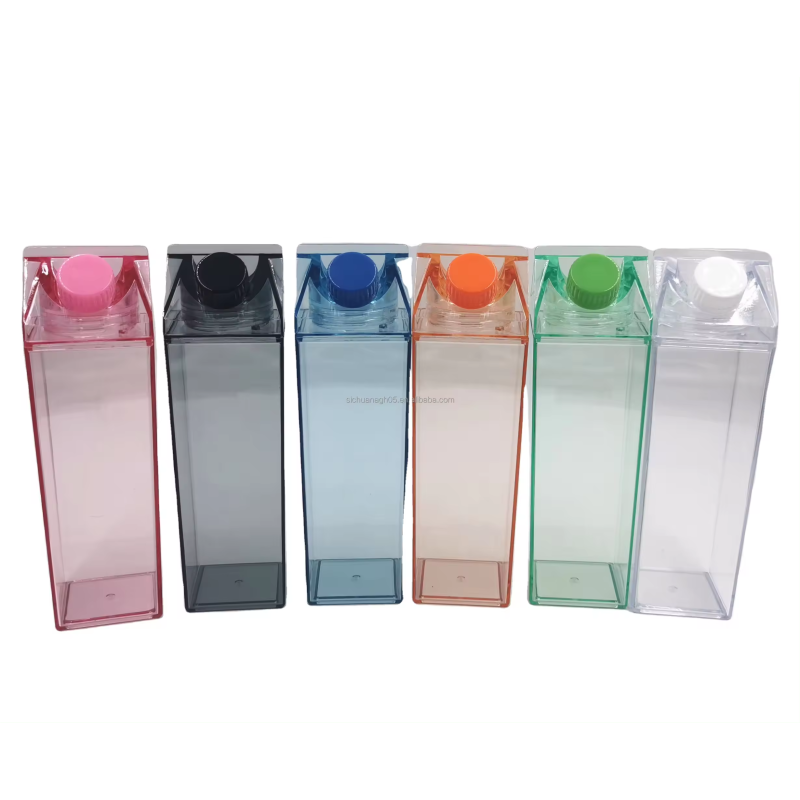 Factory Wholesale Plastic Cups 500ml 16oz BPA Free Acrylic clear Cute Juice Milk Carton Water Bottle for Custom logo