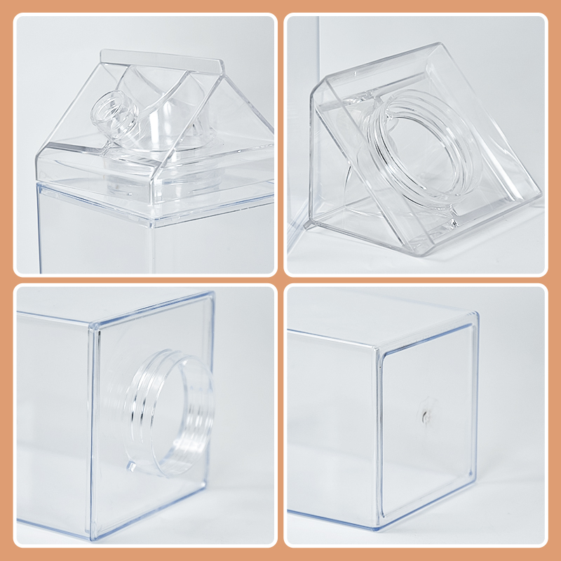 Factory Wholesale Plastic Cups 500ml 16oz BPA Free Acrylic clear Cute Juice Milk Carton Water Bottle for Custom logo