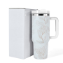 RTS USA Warehouse Stock 40oz Powder Coated Double Wall Stainless Steel Tumblers Travel Mug with Flower Pattern 1pcs