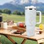 RTS USA Warehouse Stock 40oz Powder Coated Double Wall Stainless Steel Tumblers Travel Mug with Flower Pattern 1pcs