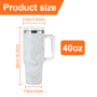 RTS USA Warehouse Stock 40oz Powder Coated Double Wall Stainless Steel Tumblers Travel Mug with Flower Pattern 1pcs