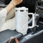 RTS USA Warehouse Stock 40oz Powder Coated Double Wall Stainless Steel Tumblers Travel Mug with Flower Pattern 1pcs