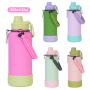 Custom logo 1L Large Capacity Vacuum Insulated Water Bottle Keep Hot Cold 24 Hours Outdoor Rope and Handle Lid Anti-slip Bottom