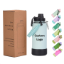 Custom logo 1L Large Capacity Vacuum Insulated Water Bottle Keep Hot Cold 24 Hours Outdoor Rope and Handle Lid Anti-slip Bottom