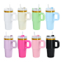 Custom Logo 14oz Kids Stainless Steel Vacuum Powder Coated Tumbler with Gold Rim Plating Outdoor Water Bottle for Laser Printing