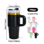 Custom Logo 14oz Kids Stainless Steel Vacuum Powder Coated Tumbler with Gold Rim Plating Outdoor Water Bottle for Laser Printing