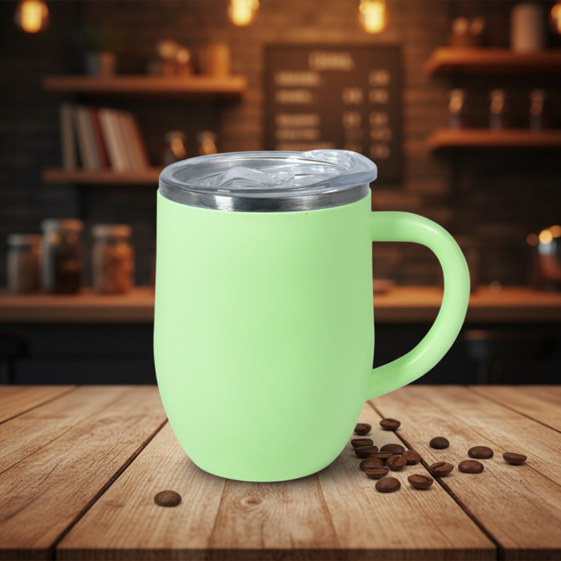 Durability Meets Lightweight Comfort 12 oz Coffee Mugs Custom Tea Cup 304 Stainless Steel Inner Plastic Outer with Handle