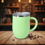 Durability Meets Lightweight Comfort 12 oz Coffee Mugs Custom Tea Cup 304 Stainless Steel Inner Plastic Outer with Handle