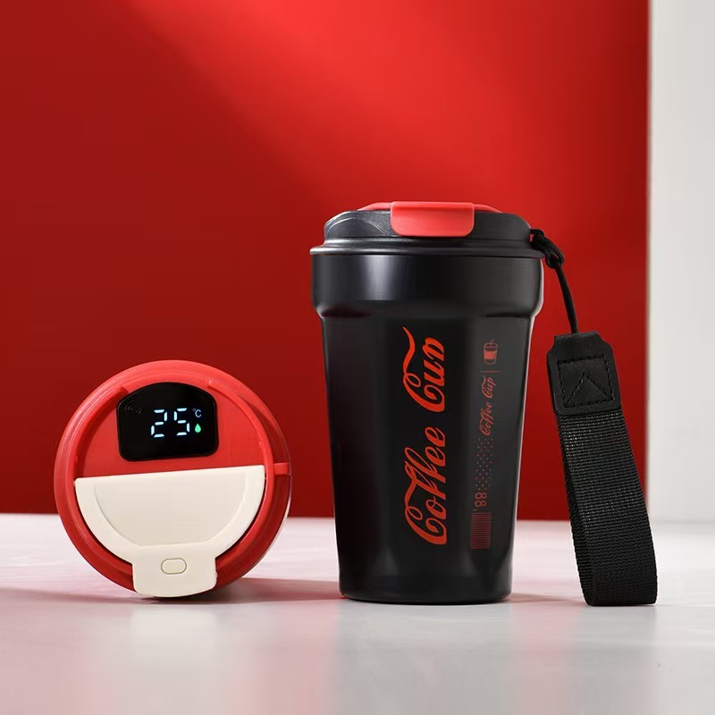 Double Wall Stainless Steel  Coffee Cups With Intelligent Temperature Display Lid Reusable Iced Hot Drinking Cup for Bulk Order