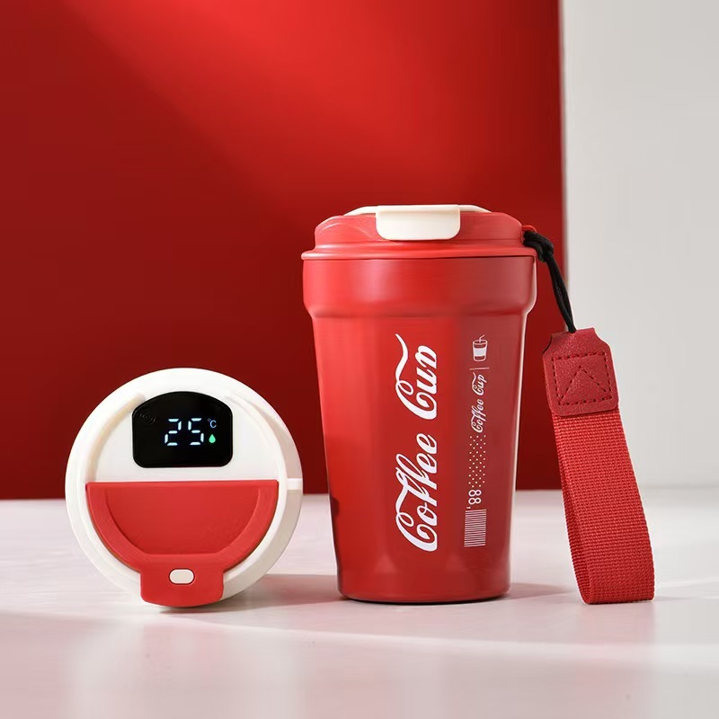 Double Wall Stainless Steel  Coffee Cups With Intelligent Temperature Display Lid Reusable Iced Hot Drinking Cup for Bulk Order