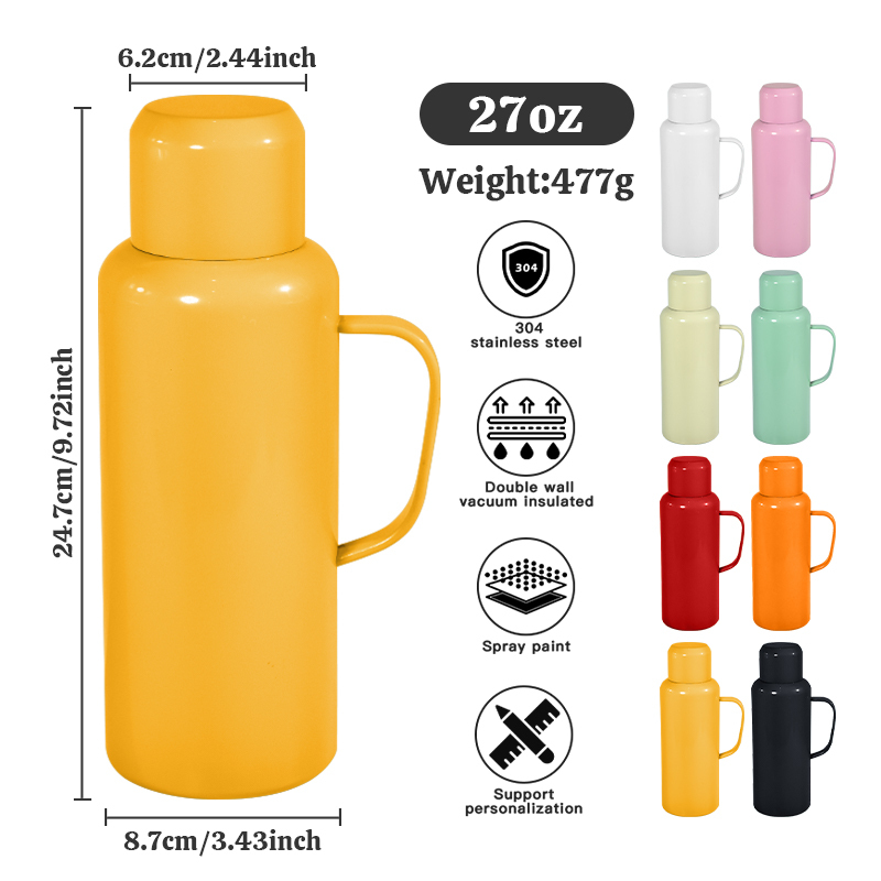 Portable 27oz Stainless Steel Thermal Flask Water Bottle with Tumblers Vacuum Stainless Steel Bottle Insulated Water Bottle