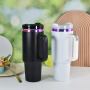 40oz Laser Electroplating Powder Coated Mugs Stainless Steel Double Walled Tumblers With Handle and Straw Travel Coffee Mug