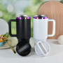 40oz Laser Electroplating Powder Coated Mugs Stainless Steel Double Walled Tumblers With Handle and Straw Travel Coffee Mug
