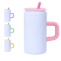 16oz Stainless Steels Can Shaped Mugs Sublimation Glass Tumbler With Handle and Straw Colored Mason Jar for Heat Transfer Press