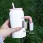 16oz Stainless Steels Can Shaped Mugs Sublimation Glass Tumbler With Handle and Straw Colored Mason Jar for Heat Transfer Press