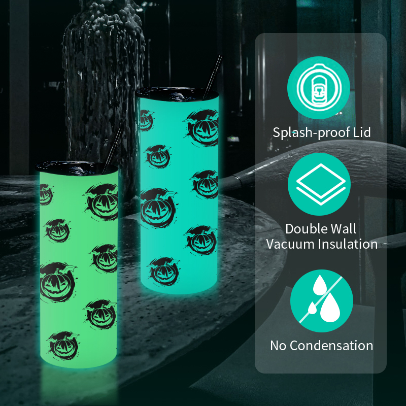 Halloween Cups 20oz Glow in the Dark Sublimation Tumbler Stainless Steel Tumbler to Sublimate 20 oz Glow in the Dark Cups