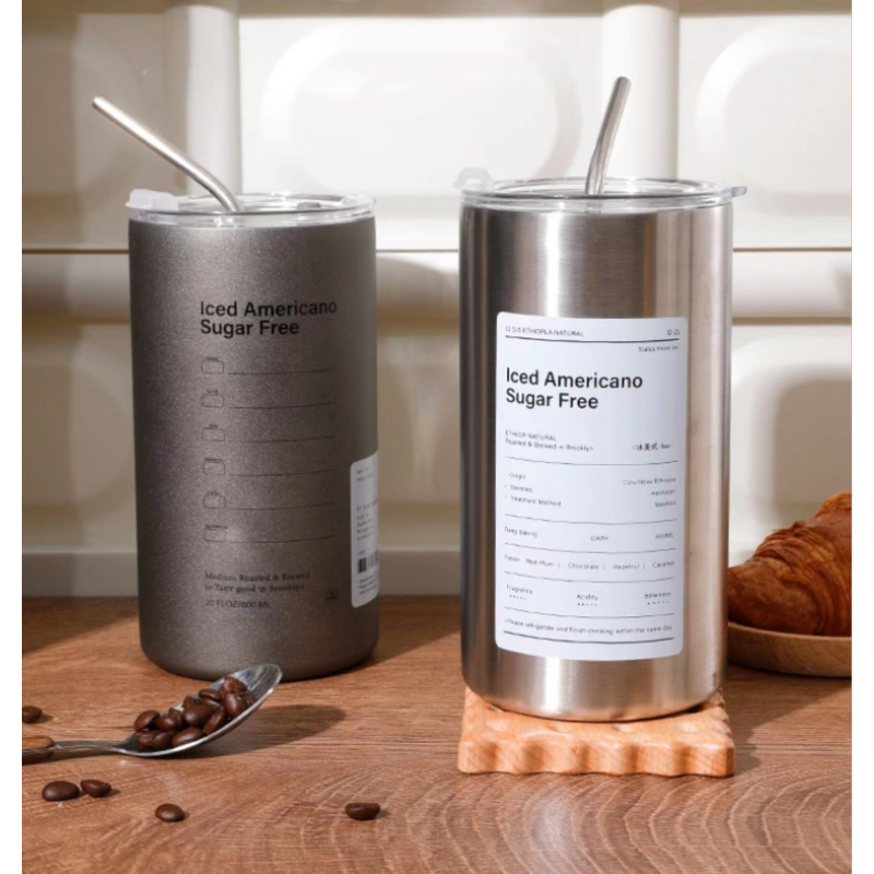 High Quality 12oz 20oz Insulated Stainless Steel Tea Coffee Mugs Americano Coffee Cup with Straw Lid