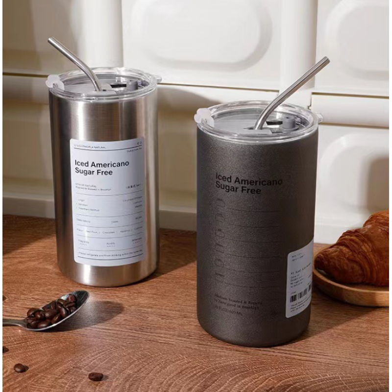 High Quality 12oz 20oz Insulated Stainless Steel Tea Coffee Mugs Americano Coffee Cup with Straw Lid