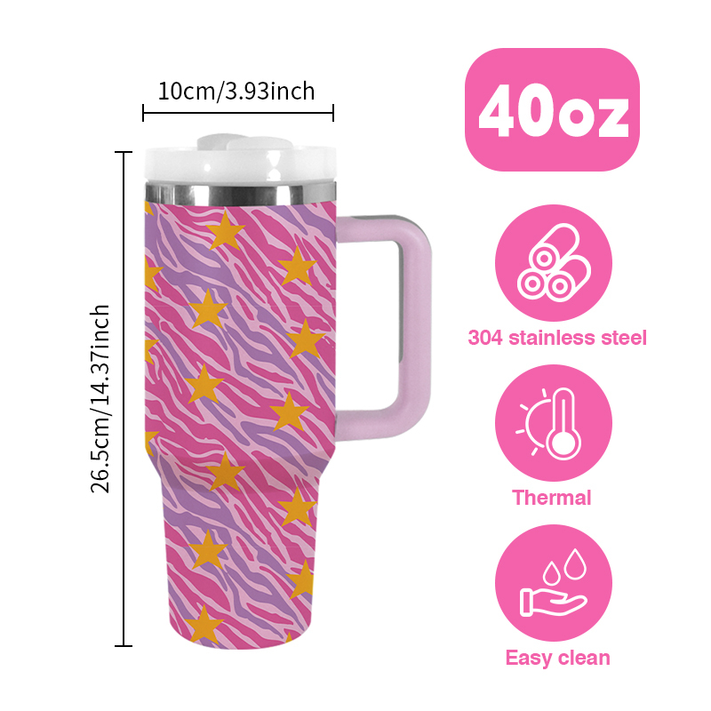 RTS USA Warehouse Stock 40oz H2.0 Powder Coated Double Wall Stainless Steel Tumblers Travel Mug with Pattern Purple