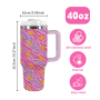 RTS USA Warehouse Stock 40oz H2.0 Powder Coated Double Wall Stainless Steel Tumblers Travel Mug with Pattern Purple