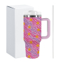 RTS USA Warehouse Stock 40oz H2.0 Powder Coated Double Wall Stainless Steel Tumblers Travel Mug with Pattern Purple