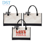 RTS US Warehouse 20sets/ctn New Sublimation Blanks Shopping Bag Composite Cotton and Linen Black Wide Bottom Backpack Bag