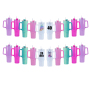 RTS USA Warehouse 20pcs/ctn 40oz Double Wall Stainless Steel Glitter Shimmer Sublimation Blank 40oz Tumbler 5 Colors Mixed
