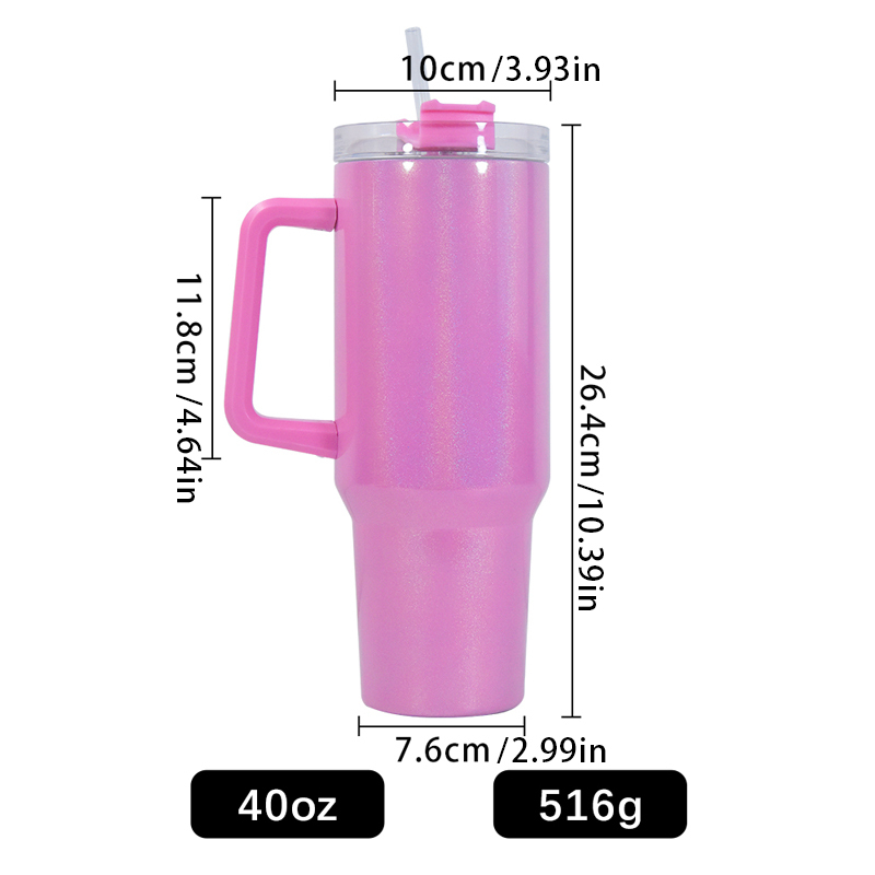 RTS USA Warehouse 20pcs/ctn 40oz Double Wall Stainless Steel Glitter Shimmer Sublimation Blank 40oz Tumbler 5 Colors Mixed