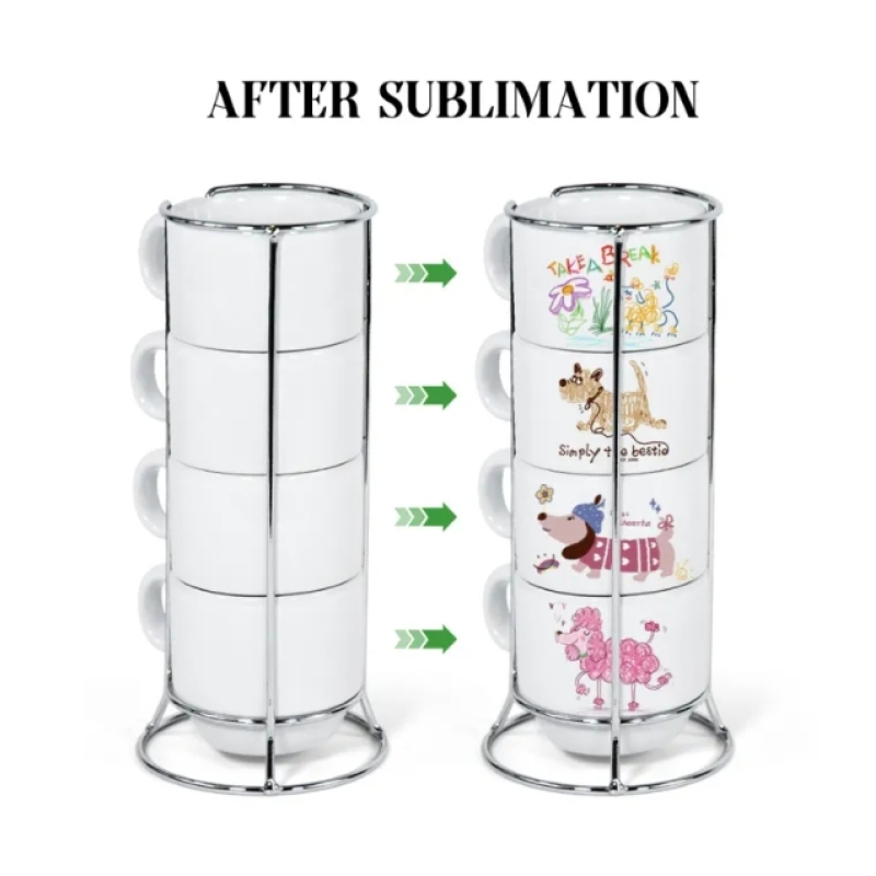 RTS 4oz Sublimation Mugs Blanks Bulk Coffee Stackable Mug Cups White Plain Ceramic Mug Cups for Heat Press Gift Set
